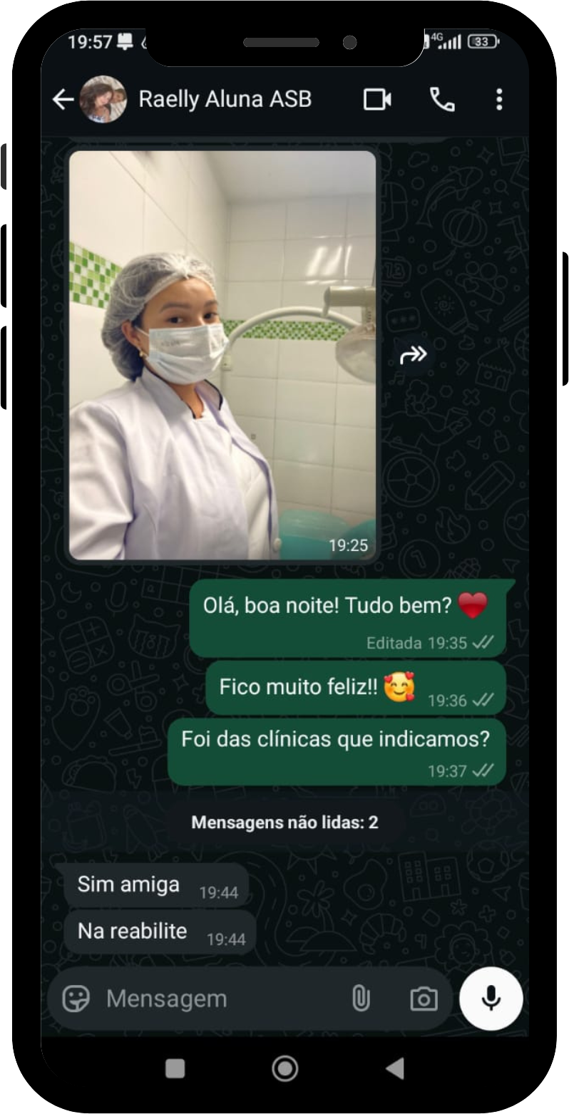 Depoimento de aluno 9 no WhatsApp